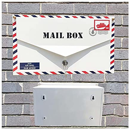 XSCQ Wall Mounted Architectural Locking Envelope Mailbox with Key Outdoor Steel Letter Box for Home Office Hotel Apartment Shop w/o Stand Outside and Inside(Wall Mounted)