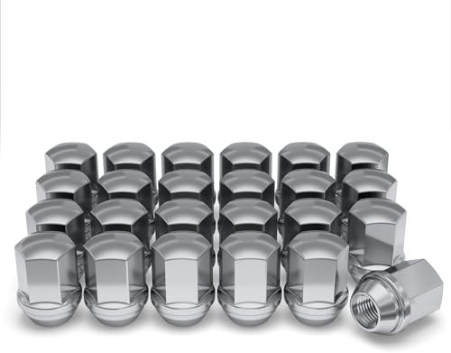 White Knight 1710D-24AM Radmuttern für Dodge und Ram, massives Stück, Chrom, Duplex-Wölbung, 9/16-Zoll-18, 24 Stück