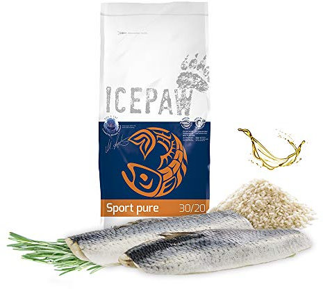 ICEPAW I High Premium Trockenfutter I Sport Pure 3 x 2 kg I Mit Hering und Reis I für sportlich aktive Hunde