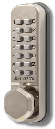 Codelocks CL200 Serrure de porte, mécanique, avec loquet en saillie, pour l'intérieur et l'extérieur, pour portes en bois d'une épaisseur de 35 à 60 mm