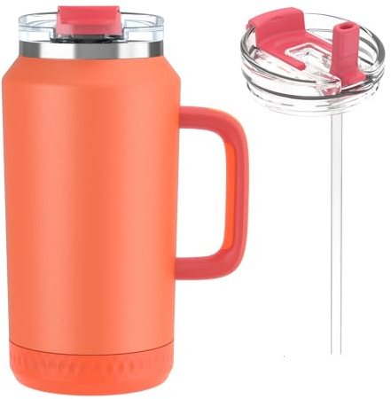 Hydraful 64 oz Tumbler with Handle and Straw - 100% Leak-Proof - Insulated Cup Reusable Stainless Steel Large Water Bottle Travel Mug for Gym, Hiking, and Camping - Gifts for Women Men Him Her