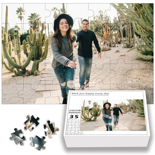 GMDLSK Personalisiert Puzzle Selbst Gestalten 35/70/120/200/300/500/1000/1500/2000/3000 Teile, Personalisiertes Puzzle mit eigenem Bild, Lustige Puzzles für Erwachsene/Familien