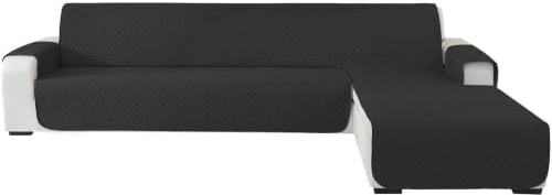 Ystyle Sofabezug L Form 2 Sitzer, Universal Reversibel Sofa Überzug L Form Für Links/Rechts Halbinsel, Ecksofa Bezug Wasserdicht, Couch Überzug L Form rutschfest Waschbar (210cm, Schwarz)