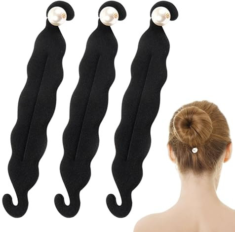 3 Stück Duttkissen Haarhalter mit Perlenbrötchen Dutt Maker Magischer Haarknoten in Schwarz Hochsteckfrisuren Hilfsmittel Magischer Haarknotenmacher für Stylische Haar-Dutts und Brötchen