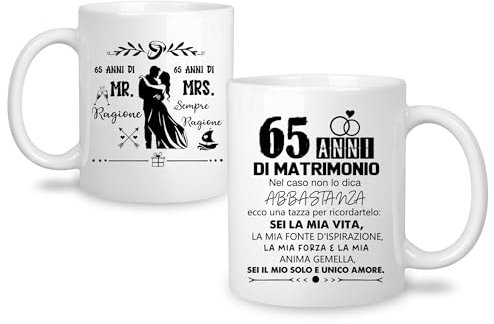 Yufansd Original Regalo 65° Anniversario di Matrimonio Tazza per 65 Anni di Matrimonio per la Coppia Idea Regalo di Matrimonio per Nonna Nonno Famiglia Regalo di Mug Tazza di Ceramica 350 ml (65°)
