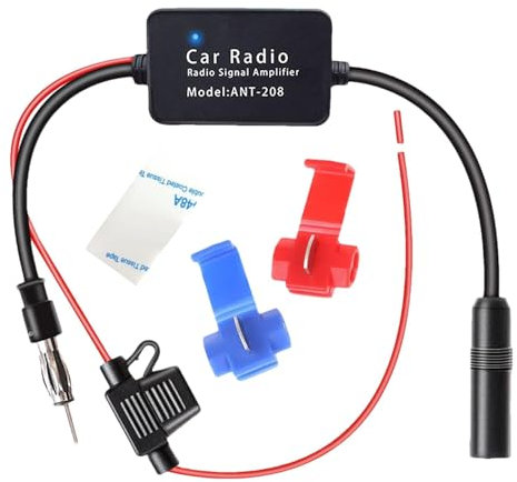UKW-Radio-Antennenverstärker, Auto-Antennenverstärker - 12V automatischer Antennensignal-Empfangsverstärker,Fahrzeug-Stereo-Audio-Medien-Signalempfänger, Radio-Signalverstärker, Rauschunterdrückung fü
