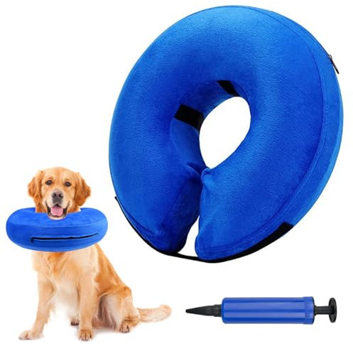 Lixiluxia Collare Gonfiabile Cane, Collari Protettivo per Animali, Leccatura Anti-Morso Collari Protettivi, Ciambella Cane Collare per Recupero di Animali Domestici da Interventi Chirurgici(Blue XL)