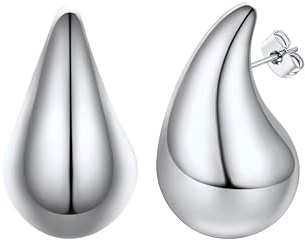 FOCALOOK Damen-Ohrringe, Edelstahl/vergoldet, Tropfenform, 10/20 mm, Drop Earrings