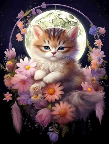 Diamond Painting Erwachsene Kinder Diamant Painting Bilder Moon 5D Diamond Painting Set DIY Daiments Painting Basteln Erwachsene Diamond Painting Runde Steine Mosaikherstellung für deko 80x100cm 1-267