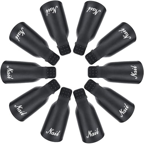 SWKJ 10 Stück Nagel-Clips, Nagellackentferner-Clips, Acryl-Gel-Nagelentferner-Clips, Kunstgelkappe, Soak-Off-Clip für Zehennagel und Finger, UV-Nagellackentfernung (schwarz)