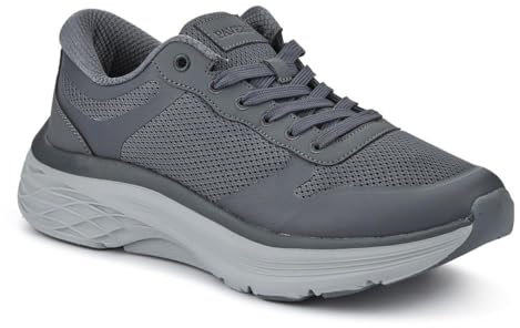 Comfortable Lace-Up Trainers - Charcoal Size 10