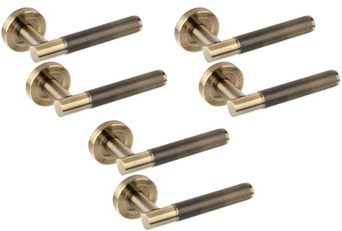 Hunta HANDLEZONE® 3 Sets Evo Grip Lever On Round Rose Door Handles, Internal Passage Latch Handles - Antique Bronze