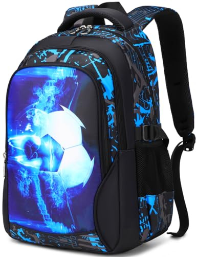 SOMBLG Jungen Schultasche Teenager Schulrucksack Jugendliche Rucksack Schule Daypacks Kinder Groß Schulranzen Wasserdicht (04-Blau)