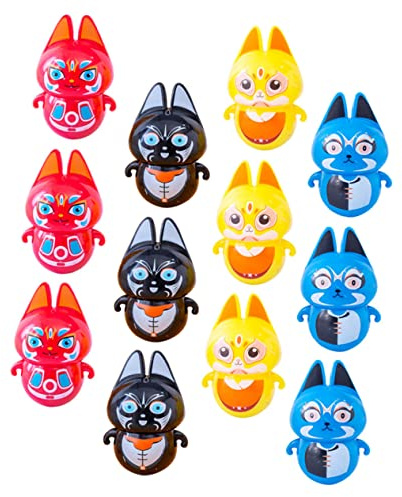 Peking Opern Tumbler Abs Spielzeugbecher für Kinder | Katzenform, Dekorative Rollenspieloptik, für Kinder, Kreative Formgestaltung, 12 Stück Packung Zufälliger Stil
