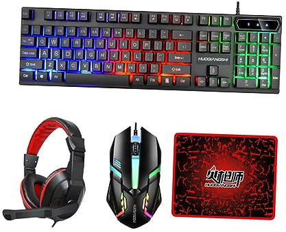 Lurrose Gaming Keyboard and Mouse Backlit Keys Keyboard Wired Gaming Mouse for Office