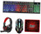 Lurrose 1Set Backlit Keyboard Mouse with Gaming Headset and Mouse Pad Plug Play Wired Gaming Gear for Ergonomic Design Unique LED Lighting
