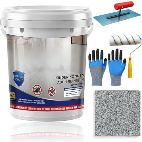 Epoxid-farbige Sandbodenfarbe, 2025, selbstnivellierend, Hochglanz-Marmor-Effekt-Beschichtung, 0,5 / 1 / 2 / 3 kg, wasserdichte und rutschfeste Garagenbodenfarbe, für Garage, Outdoor, Dunkelgrau, 0,5