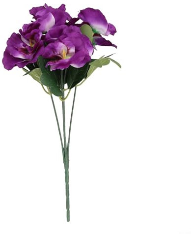 Elegante mazzo di fiori finti perfettamente progettato per matrimoni e decorazioni per la casa, altezza 26 cm (viola scuro)