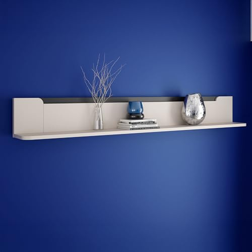 Forte VODOL Wandregal 200, modernes Wandregal mit Ablage, Holzwerkstoff, Kaschmir|Beige, 200 cm breit x 25,6 cm hoch x 21,9 cm tief