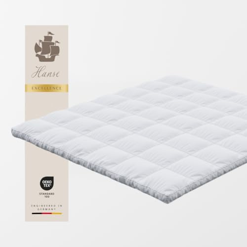 Hanse Excellence Natürlicher Topper 90x200 cm – Federn & Daunen, 7 cm Höhe | bauschig-luxuriöser Matratzentopper mit natürlichem Liegegefühl, hausstauballergikergeeignet