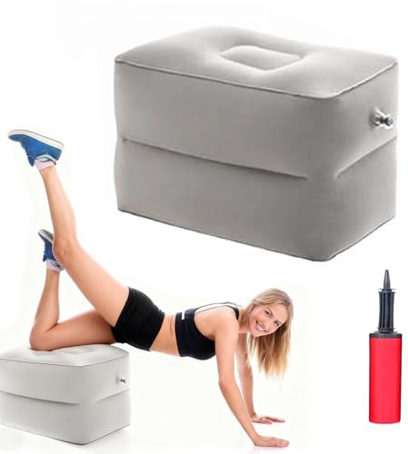 LANZLC Bandscheibenwürfel Aufblasbar, Stufenlagerungswürfel mit Luftpumpe, Entspannungswürfel, Entlastungswürfel, Schaumstoff Würfel Gross, Aufblasbarer Würfel Fitness zur Rückenentspannung Beinablage