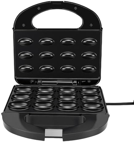 BAOFUYA 12 Machine à Biscuits aux Noix, Machine à Gâteau électrique Double Face aux Noix, Gaufrier, à Pain, Grille-pain, Poêle à Petit-déjeuner pour la Cuisine à Domicile (Prise UE 220V)