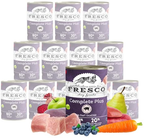 FRESCO Dog NassBarf Ibérico 12 x 400g | Hundefutter Nass getreidefrei | Hypoallergen, 80% Frischfleisch & Mono-Protein | Hochwertiges Nassfutter für Hunde ohne Zusätze | Aus Deutschland
