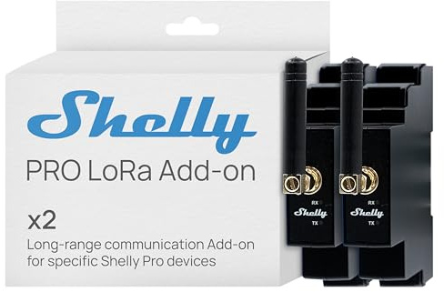 Shelly Pro LoRa Add-on – Modulo LoRa Lungo Raggio per Dispositivi Shelly Pro, fino a 5 km, 868 MHz, Connettore SMA, Guida DIN, IoT, Smart Building, Agricoltura e Automazione Industriale (2 Pezzi)