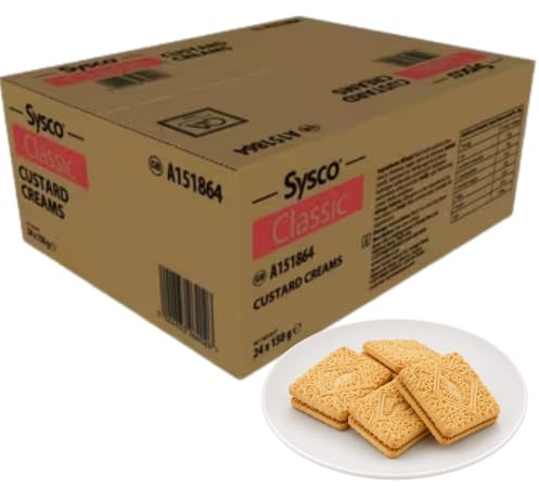 Sysco Classic Custard Cream Biscuits – Multi PacksTraditional Vanilla Cream Sandwich Biscuits – Bulk Pack for Cafés, Hotels, Offices, Meeting Rooms & Hospitality