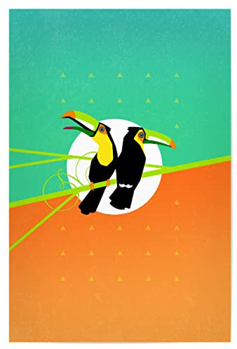 artboxONE Poster 30x20 cm Natur Tropical Toucans hochwertiger Design Kunstdruck - Bild Tukan 80er Jahre Deko