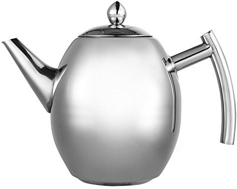 Teekanne mit Teefilter, Kaffeekanne, Edelstahl, für Küche, Café, Hotel, Restaurant und Büro, 1 l
