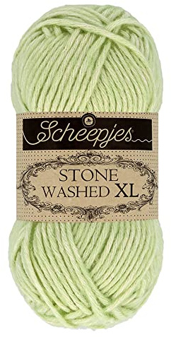 Scheepjes Stone Washed XL Aran Weight Yarn 50g | 70% Cotton 30% Acrylic Blend | Super Soft Heathered Yarn for Knitting, Crochet & Amigurumi Projects (859 New Jade)