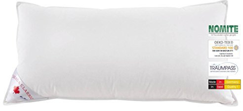 wohnTRAUM 24 3-Kammer-Kopfkissen Canada Dream Natur PUR - Made in Germany 40x80 cm weiße Neue Daunen und Federn Klasse I - Öko-Tex-100, NOMITE, Traumpass