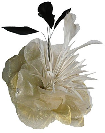 Véranno Fixe traîne - Broche - Barrette - Fleur en Tissus doré N°6, Accessoire de Mariage - Bijoux Mariage