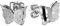 JewelryWe Schmetterling Ohrstecker Ohrringe Damen: Silber Edelstahl sandgestrahlt Doppelflügel Gestüt Ohrringe Zarte Butterfly Stecker mit matter Oberfläche Elegant Schmuck für Frau Mädchen