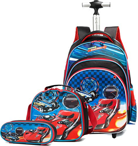 Meetbelify Jungen Rollrucksäcke Kinderrucksack mit Rollen für Schultaschen Reisegepäck