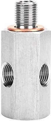 KIMISS 1/8in Edelstahl NPT Öldrucksensor T-Stück auf M10 10x1.0 Stecker Adapter Turbo Supply Feed Line Gauge Silber
