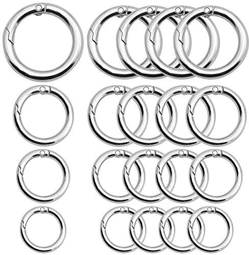 UBERMing Rund Karabinerring, 20 Stück Rund Frühling O-Ring Schlüsselring DIY Schlüsselanhänger Zubehö, Karabiner 13/17/19/25mm für Brieftaschen, Kunsthandwerk, Handtaschen