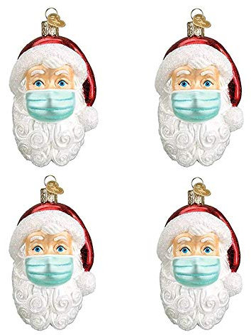 AGDLLYD Weihnachtsdekorationen,Weihnachtsmann Anhänger mit Maske Personalisierte Weihnachtsschmuck Kit 3D Dreidimensional Weihnachtsschmuck Für Weihnachtsbaum Deko (4pcs)