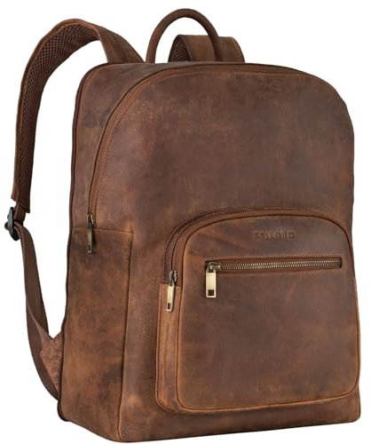STILORD 'Grant' Rucksack mit Laptopfach Leder - XL Business Backpack für Arbeit Office Uni - Großer Laptop Rucksack 15 Zoll - Trolley Aufsteckbar - Vintage Leder, Farbe:torino - braun