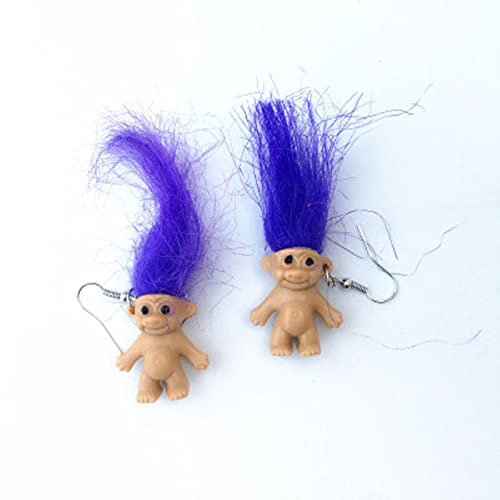 SALAN Russland Troll Puppe Ohrhaken Retro Nostalgisch Süße Hässliche Puppe Lustige Seltsame Neuheit Ohrring Hip Hop Übertreiben Haar Seltsam Baby Kreativer Schmuck
