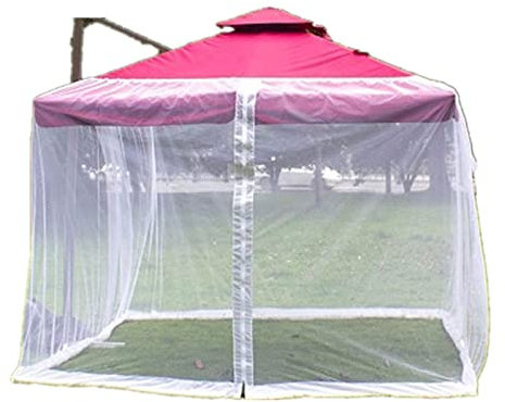 Gmjay Copertura per Ombrellone da Esterno Zanzariera a Rete Sicura Rete a Doppia Porta per Tenda a Ombrello,White