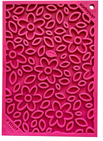 SodaPup Flower Power eMat – Durable Lick Mat Feeder Made in USA from Non-Toxic, Pet-Safe, Food Safe Rubber for Mental Stimulation, Avoiding Overfeeding, Fresh Breath, Digestive Health, & More