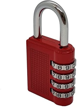 4 Digit Tough Combination Padlock for Gym Locker Bike Chain School Shed Gate Padlock with Code RED