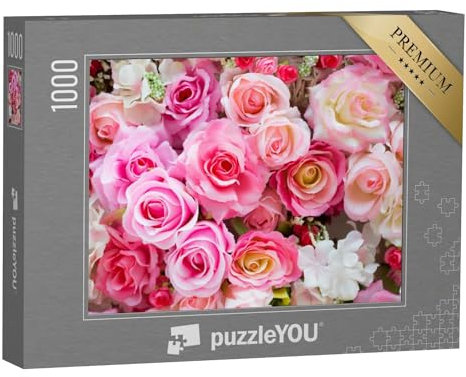 puzzleYOU: Puzzle 1000 Teile „Weiche Farben mit Rosen“ – aus der Puzzle-Kollektion Rosen, Blumen, Blumen & Pflanzen