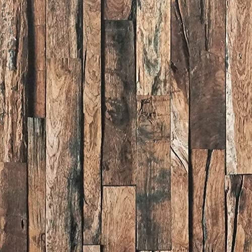CiCiwind 17.32''×196'' Dark Brown Rustic Wood Self-Adhesive Contact Paper Peel and Stick Vintage Distressed Wood Panel Kitchen Wallpaper