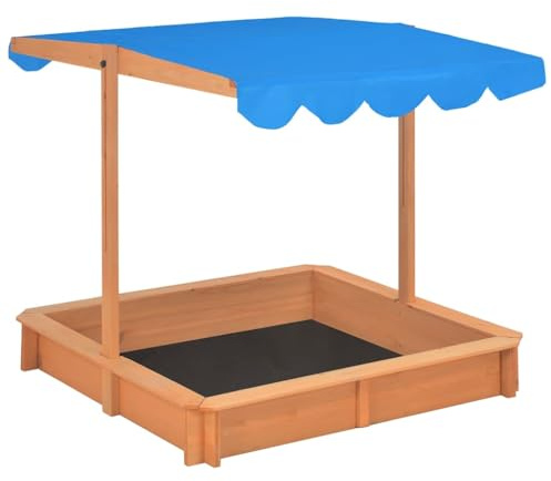 vidaXL Tannenholz Sandkasten mit Verstellbarem Dach Sandbox Sandkiste Holzsandkasten Holzsandkiste Kinder Spielhaus Spielzeug 115x115x115cm