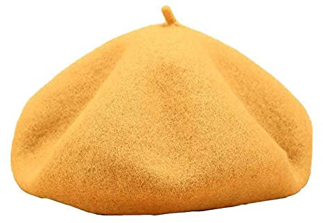 WXJLYZRCXK Hüte Damen Baskenmütze Einfarbig Klassische Retro Baskenmütze Herbst Künstler Damen Accessoires Hut/Lemon Tree/M