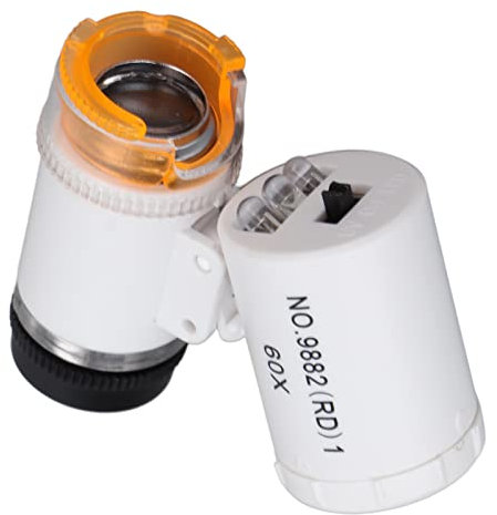 Mini Loupe de Microscope de Poche pour Microscope à LED 60X, Loupe à Main Mini Loupe de Microscope de Poche Détecteur de Monnaie Loupe de Bijoutier avec Lumière LED(blanche)