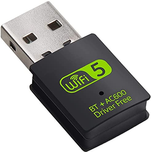 TB® USB WiFi Bluetooth Adapter Dongle 2 IN 1, 600Mbps Dual Band 2.4/5Ghz Wireless Network External Receiver for Windows 7/8 /8.1/10 & 11